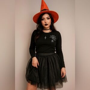 WDPL Black Tulle Skirt XL – Gothic Witchy Whimsical Halloween Costume NWT